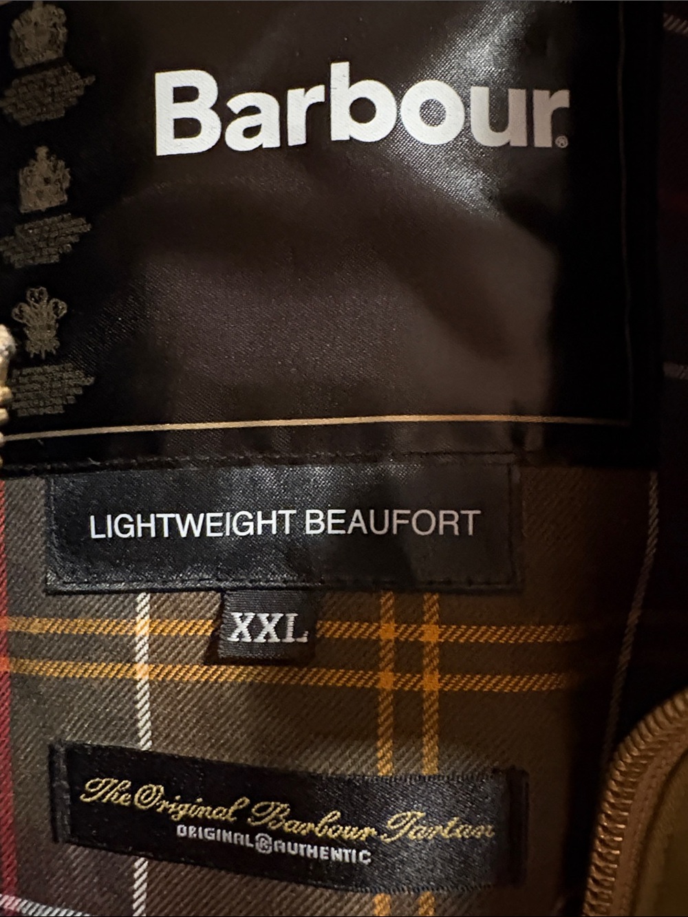Barbour Olive Green Beaufort Water-Resistant Raincoat with Corduroy Collar - Picture 2 of 10